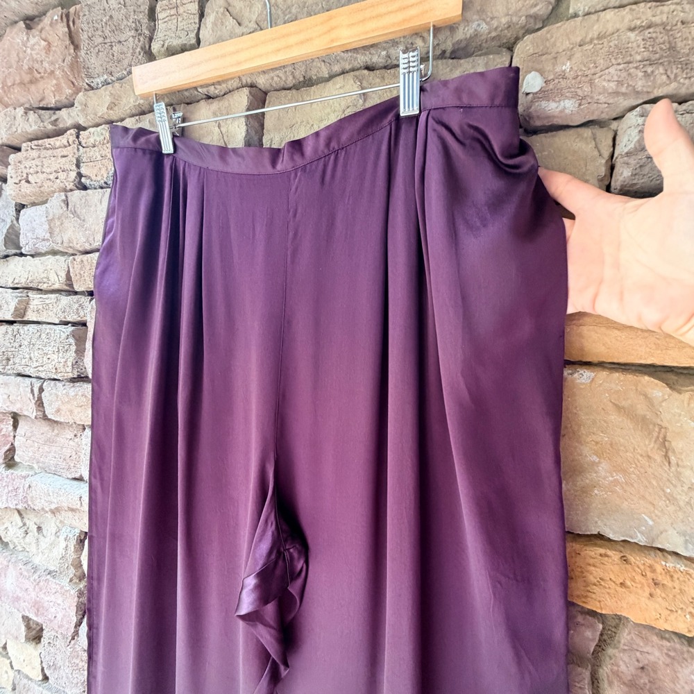 Lane Bryant Womens 22/24 Silk Trousers Plum Purple Pleated Elastic Waist Office - Picture 5 of 16